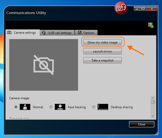 Lenovo Communications Utility / Web Conferencing panel