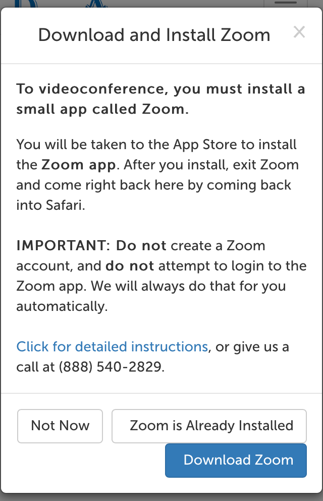 Download and Install Zoom message